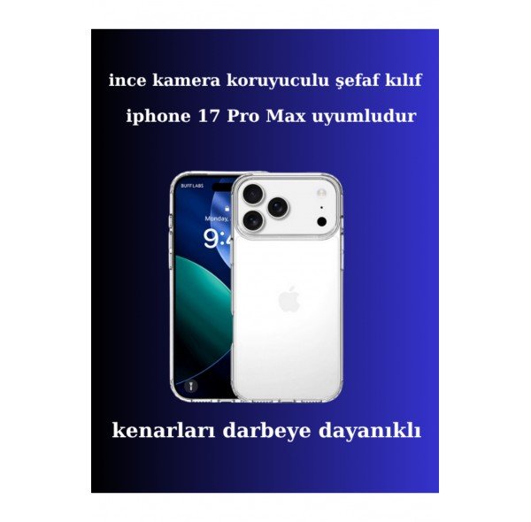 apple iphone 17 Pro Max Uyumlu Ince Şefaf Kamera Çerçeve Koruyucu Telefon Kılıfı