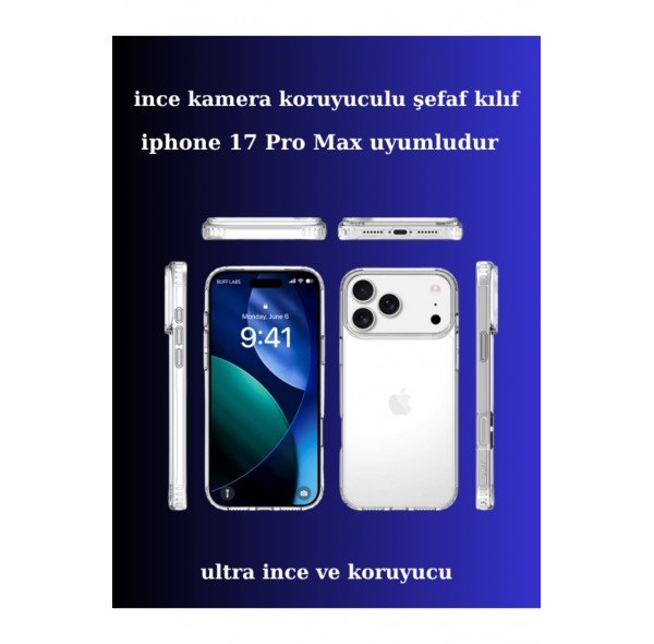 apple iphone 17 Pro Max Uyumlu Ince Şefaf Kamera Çerçeve Koruyucu Telefon Kılıfı