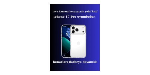 apple iphone 17 Pro Uyumlu Ince Şefaf Kamera Çerçeve Koruyucu Telefon Kılıfı