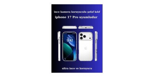 apple iphone 17 Pro Uyumlu Ince Şefaf Kamera Çerçeve Koruyucu Telefon Kılıfı