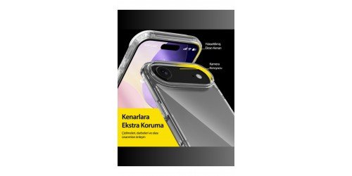 Apple iphone 17 Air Uyumlu Ince Şefaf Kamera Çerçeve Koruyucu Telefon Kılıfı
