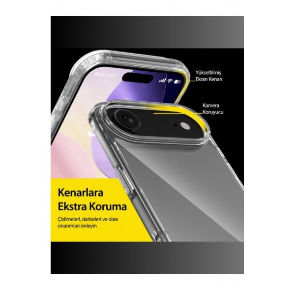 Apple iphone 17 Air Uyumlu Ince Şefaf Kamera Çerçeve Koruyucu Telefon Kılıfı