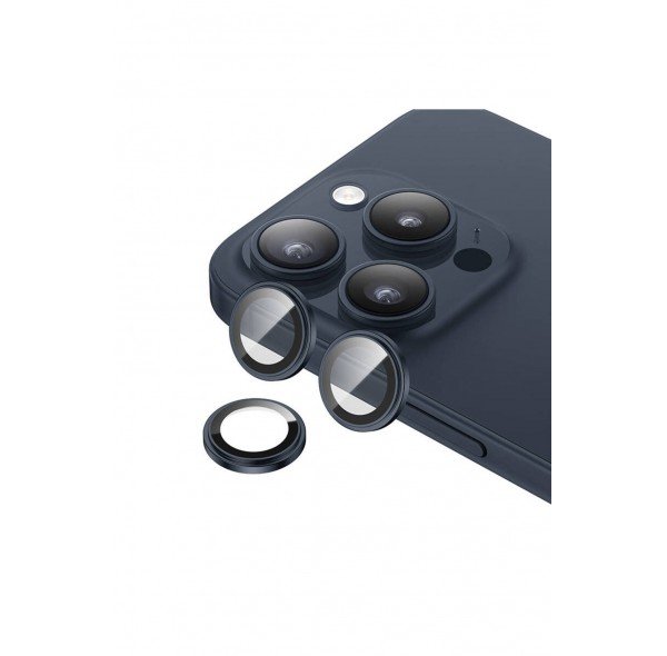 Apple iPhone 15 PRO MAX Safir Kamera Lens Koruyucu LACİVERT