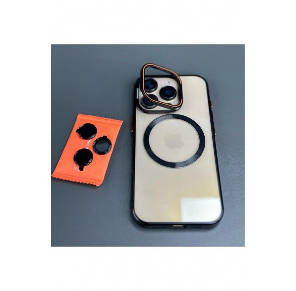 İPHONE 16 PRO MAX METAL ÇERÇEVELİ KAMERA LENSLİ VE STANDLI PREMİUM KILIF