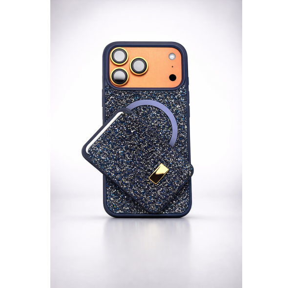 İphone 17 Pro MagSafe Uyumlu Taşlı Telefon Kılıfı + Kartlık Seti Lüks Dokunuş, Günlük Konfor