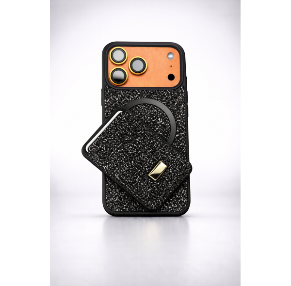 İphone 17 Pro MagSafe Uyumlu Taşlı Telefon Kılıfı + Kartlık Seti Lüks Dokunuş, Günlük Konfor