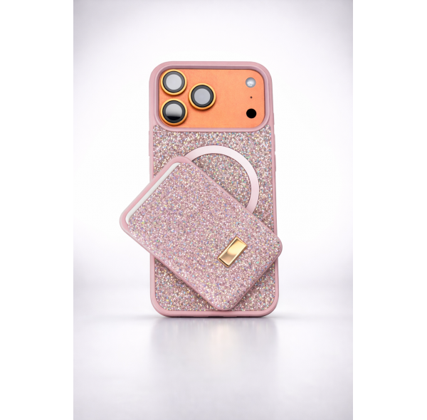 İphone 17 Pro MagSafe Uyumlu Taşlı Telefon Kılıfı + Kartlık Seti Lüks Dokunuş, Günlük Konfor