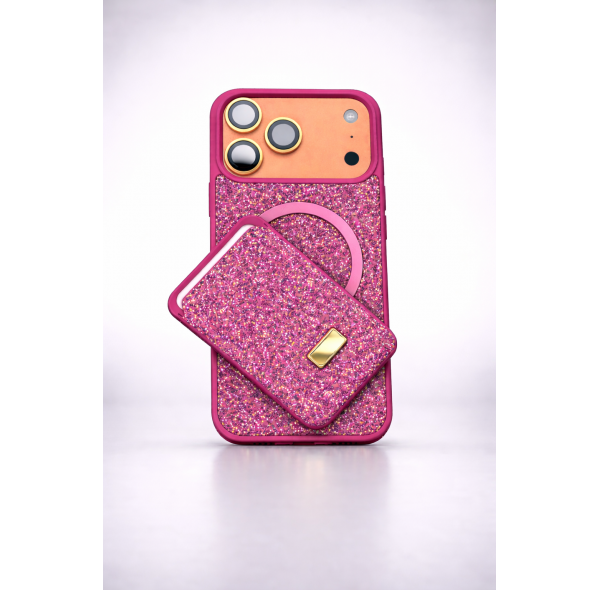 İphone 17 Pro MagSafe Uyumlu Taşlı Telefon Kılıfı + Kartlık Seti Lüks Dokunuş, Günlük Konfor