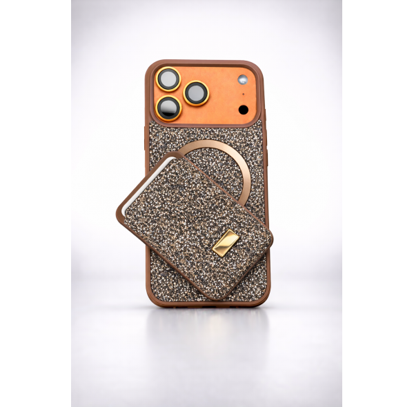 İphone 17 Pro MagSafe Uyumlu Taşlı Telefon Kılıfı + Kartlık Seti Lüks Dokunuş, Günlük Konfor