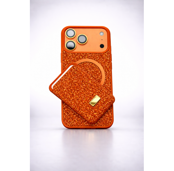 İphone 17 Pro MagSafe Uyumlu Taşlı Telefon Kılıfı + Kartlık Seti Lüks Dokunuş, Günlük Konfor