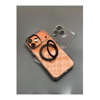 iPhone 17 Pro Max Uyumlu Şeffaf Silikon Kılıf Yüzük Standlı Safir Lens Koruyuculu Telefon Kabı